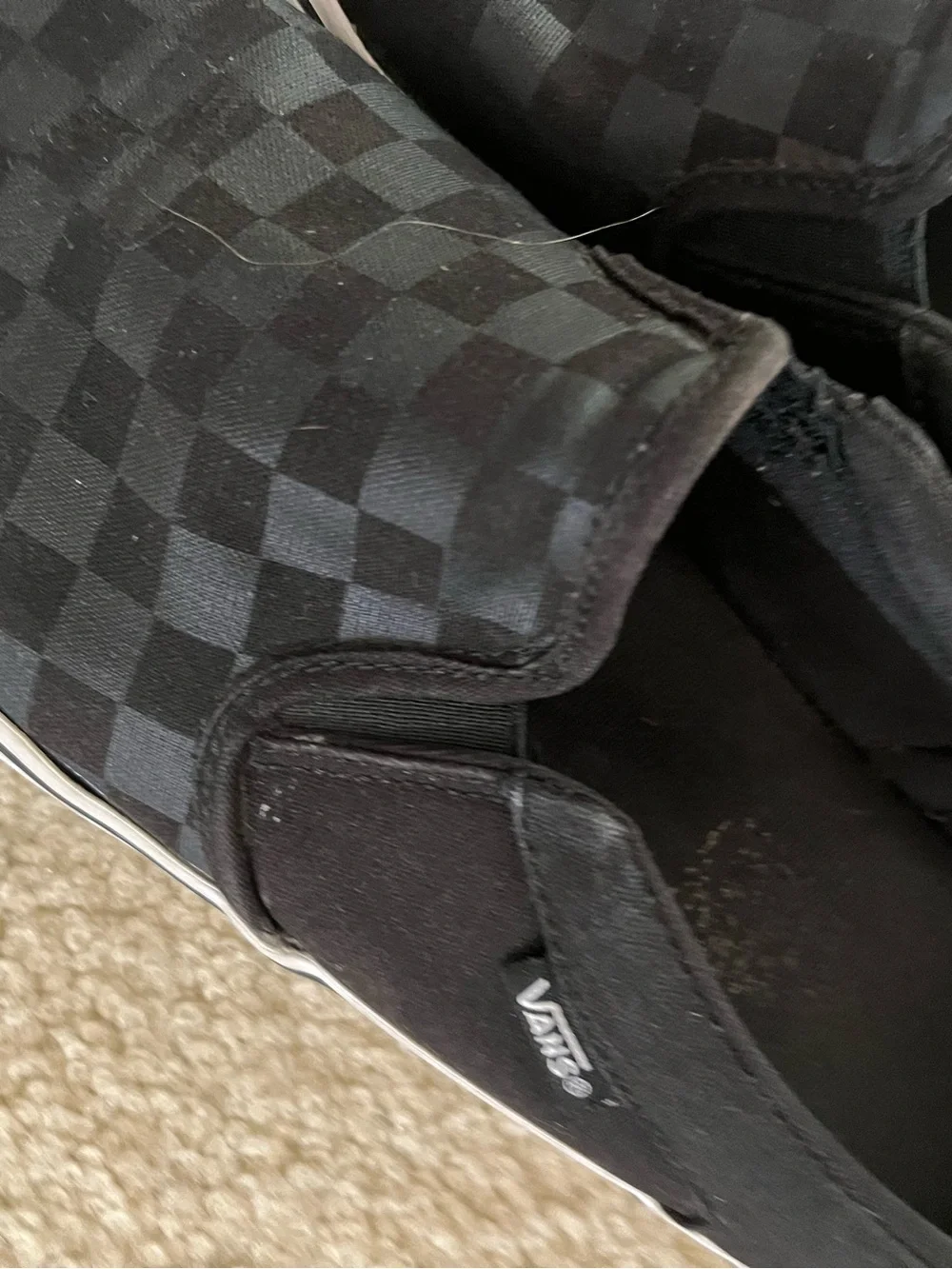 Vans Mens Black and Gray Checkerboard Slip-On Sneakers